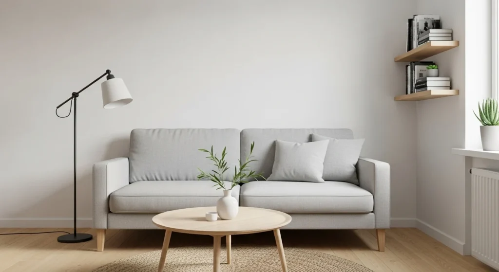 small living room with clean surfaces and clutter free setup