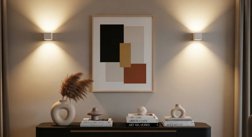 living room wall sconces with warm lighting modern decor