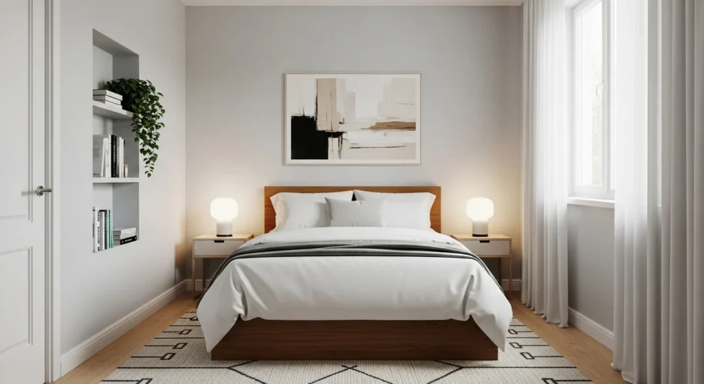 small bedroom with clean surfaces and minimal clutter for open feel