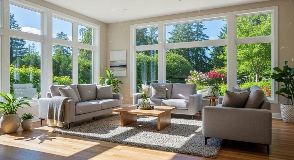 Large Window Family Room Design