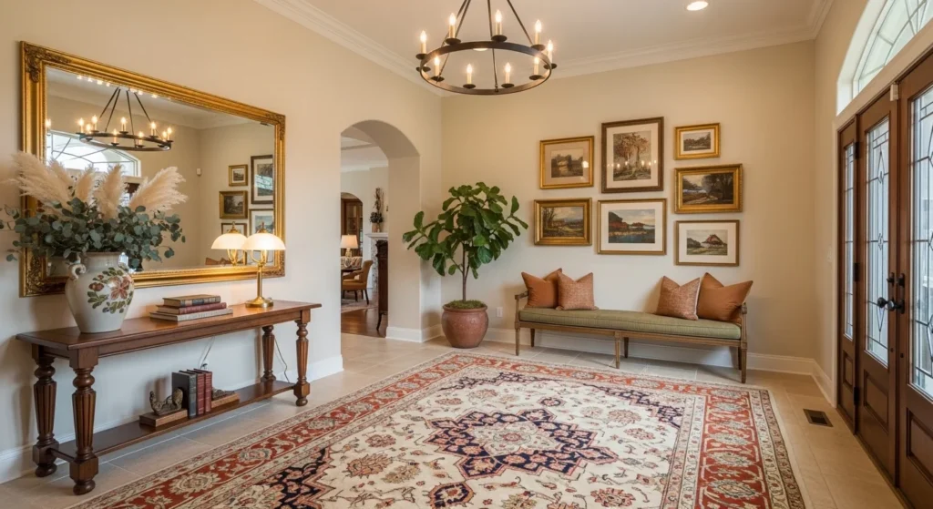 foyer with cozy rug creating warm and welcoming feel