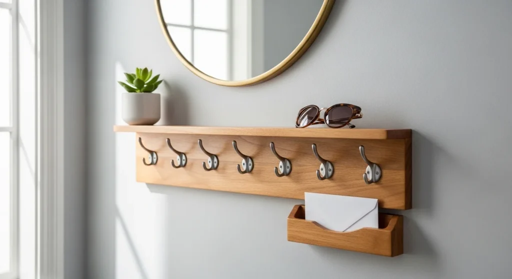 small entryway with wall mounted key holder organized setup