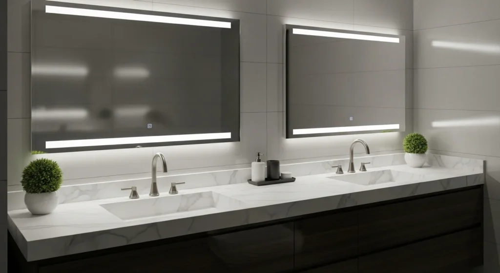 bathroom with double sink vanity modern and functional design