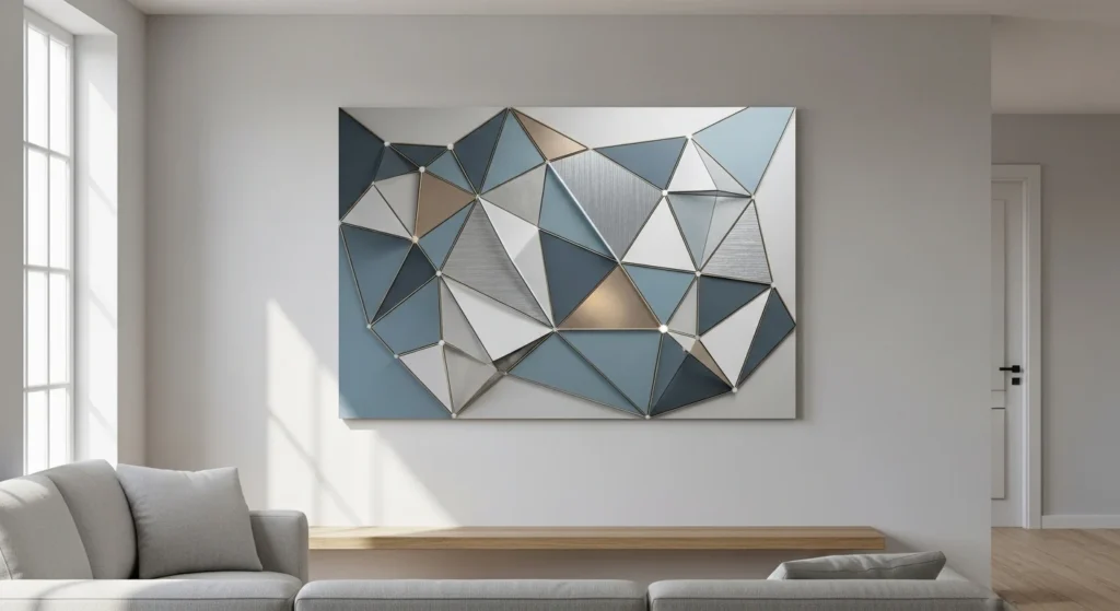living room wall geometric art modern clean design