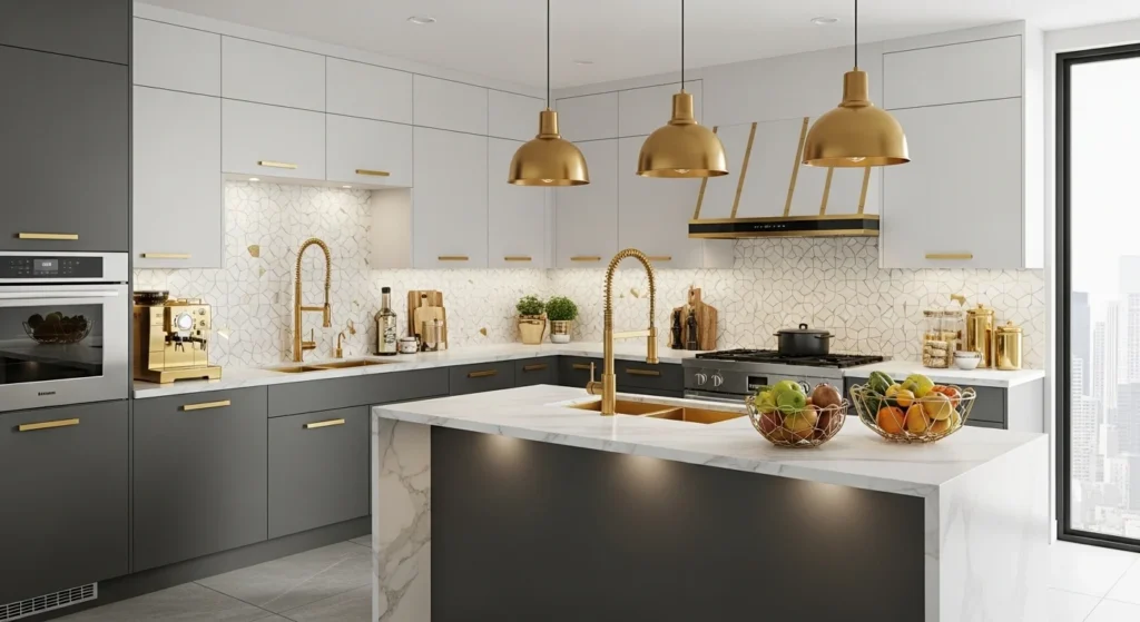 Metallic Accent Kitchen Luxury Style