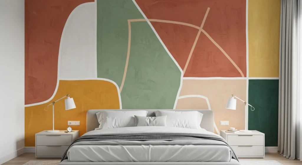 Painted Accent Shapes Bedroom Wall Ideas