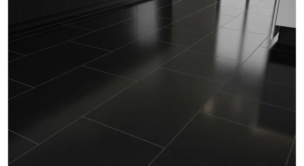 black kitchen floor tiles modern stylish elegant look