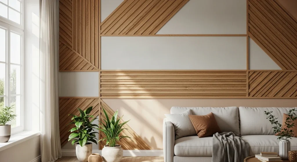 living room wooden wall accents warm natural design