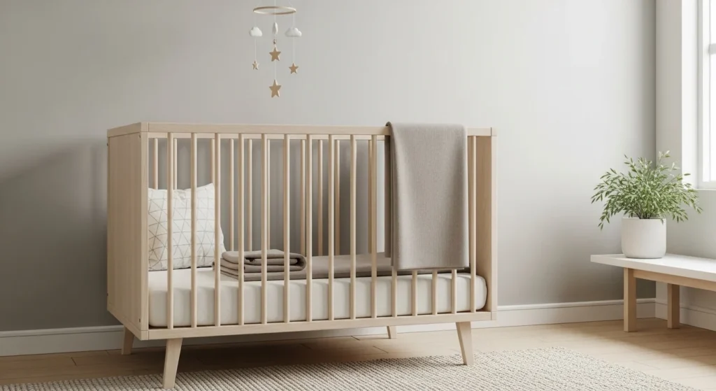 boys nursery minimal crib setup clean and simple design