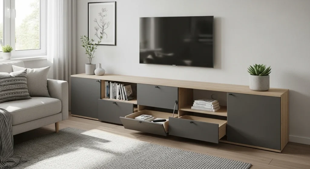 small living room with storage furniture hidden compartments