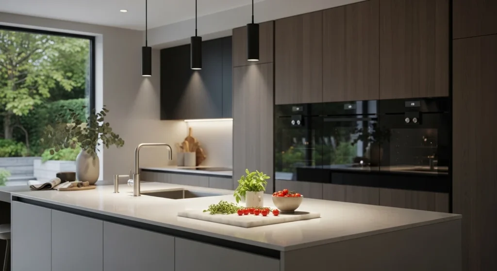 black pendant lights over kitchen island modern decor