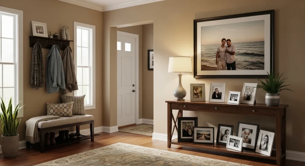 foyer with personal decor items making space warm and unique