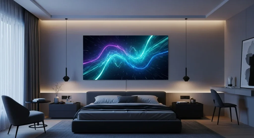 LED Panel Bedroom Wall Futuristic Design