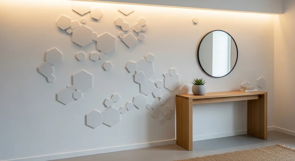 small entryway with accent wall adding depth and style