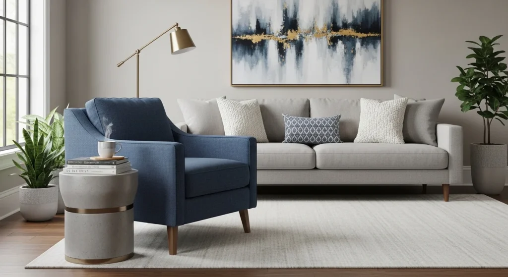 living room with accent chair adding extra seating and style