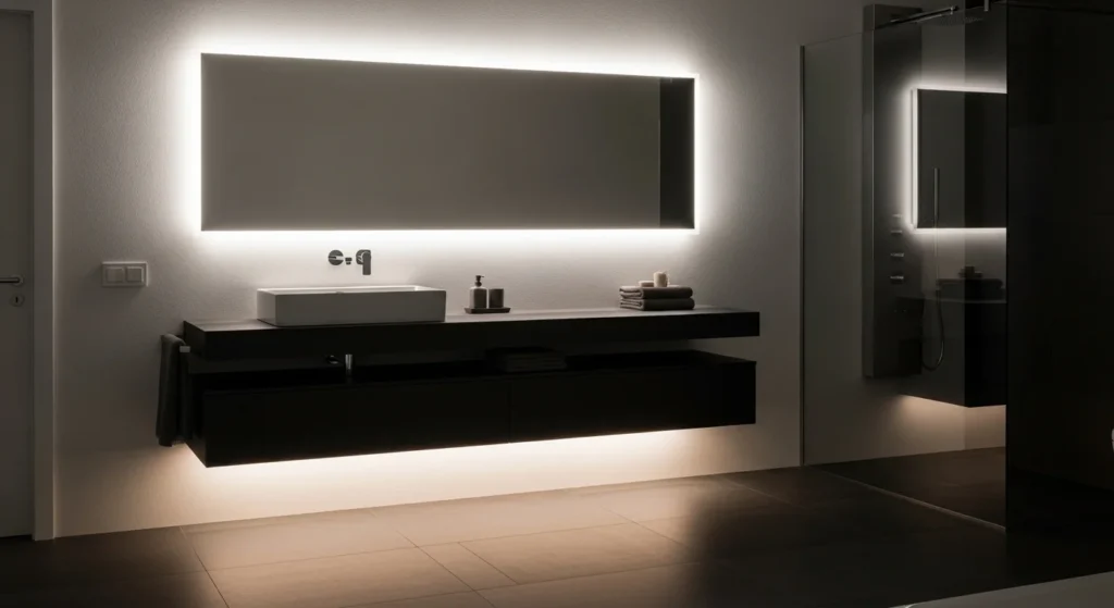 bathroom with LED accent lighting modern glow design