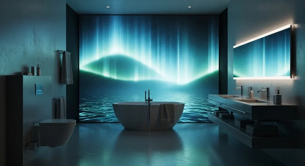 led panel bathroom wall futuristic glow modern design