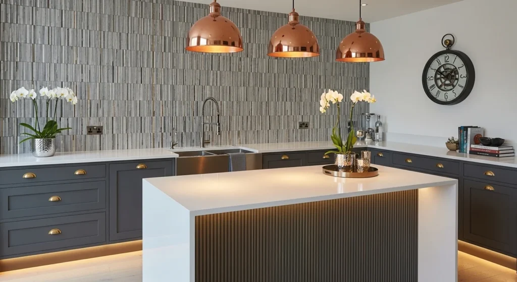 kitchen with mixed metal finishes modern stylish look