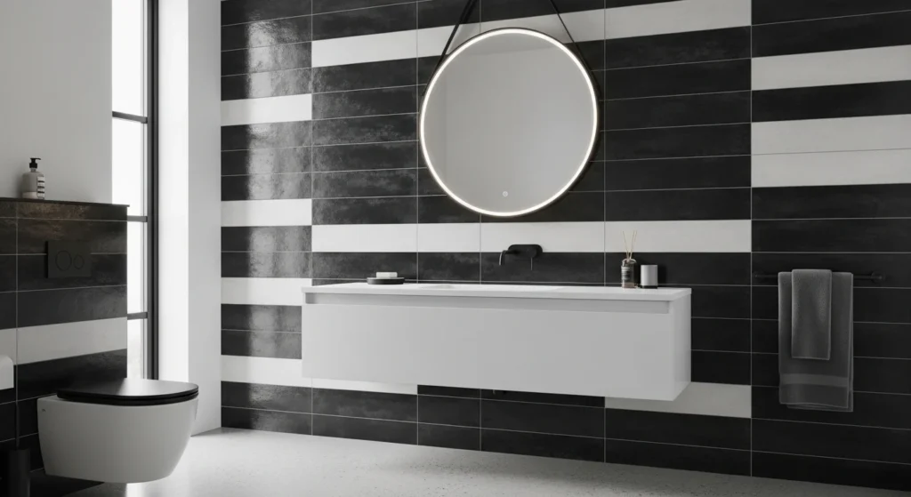 black and white bathroom wall modern contrast design