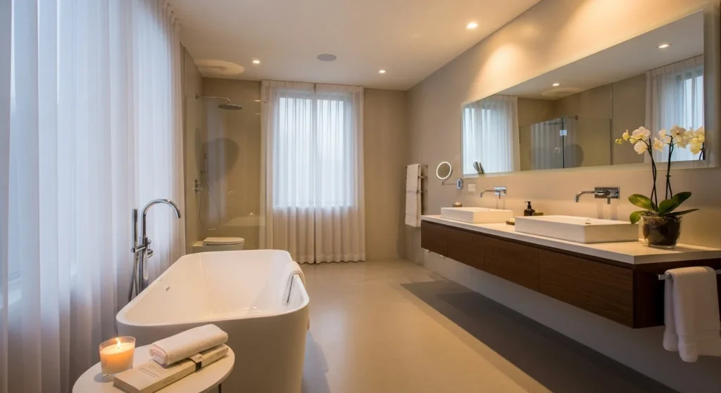 master bathroom with freestanding bathtub luxury spa style