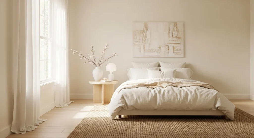 Warm White Bedroom Minimalist Color Idea