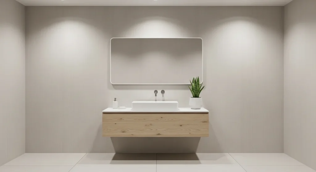 minimalist bathroom wall decor neutral clean modern aesthetic