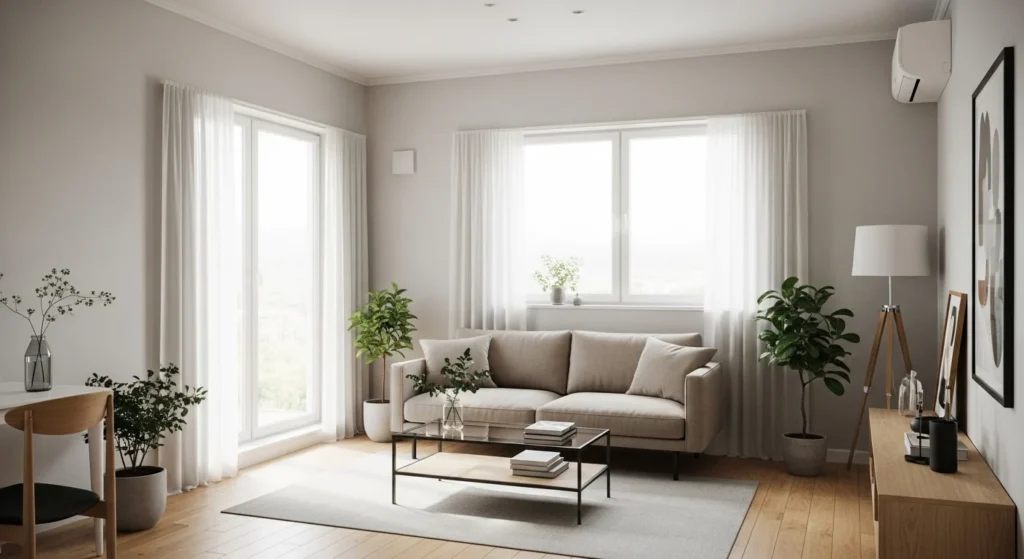 small living room open layout airy modern design