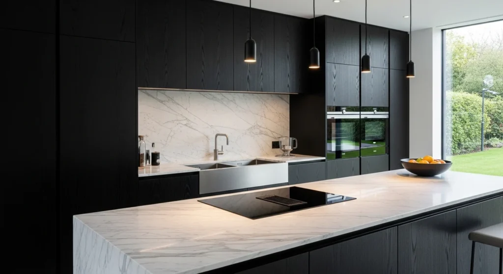 Black and Wood Kitchen Modern Style