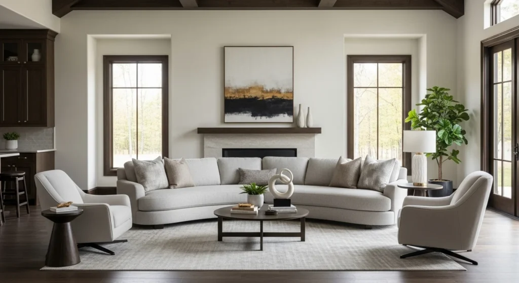 Curved Furniture Family Room Layout