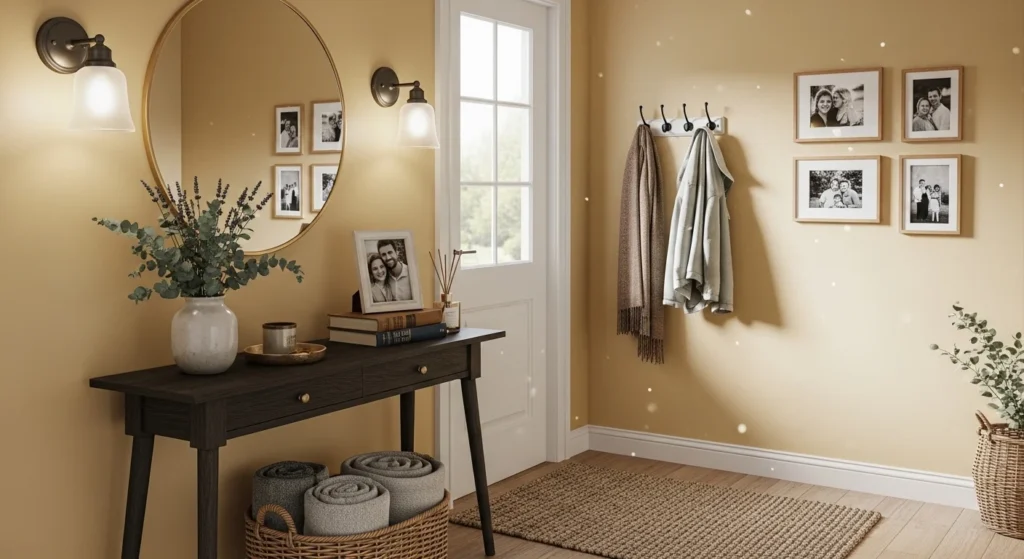 small entryway with personalized decor creating welcoming feel