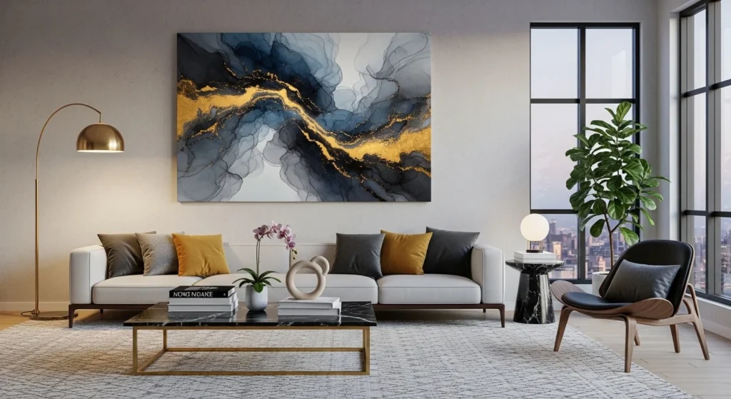 living room oversized canvas art bold modern focal point