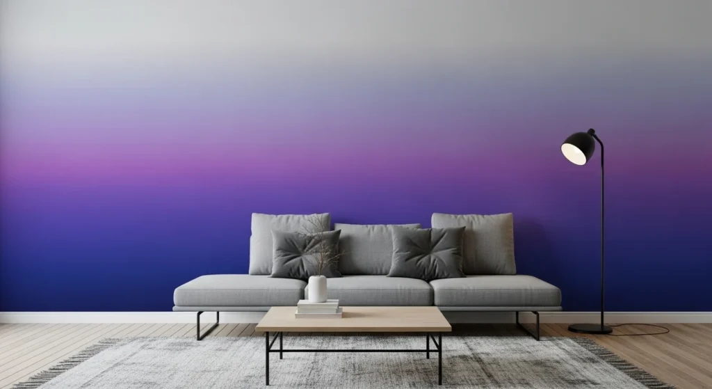 living room with gradient wall paint ombre modern artistic look
