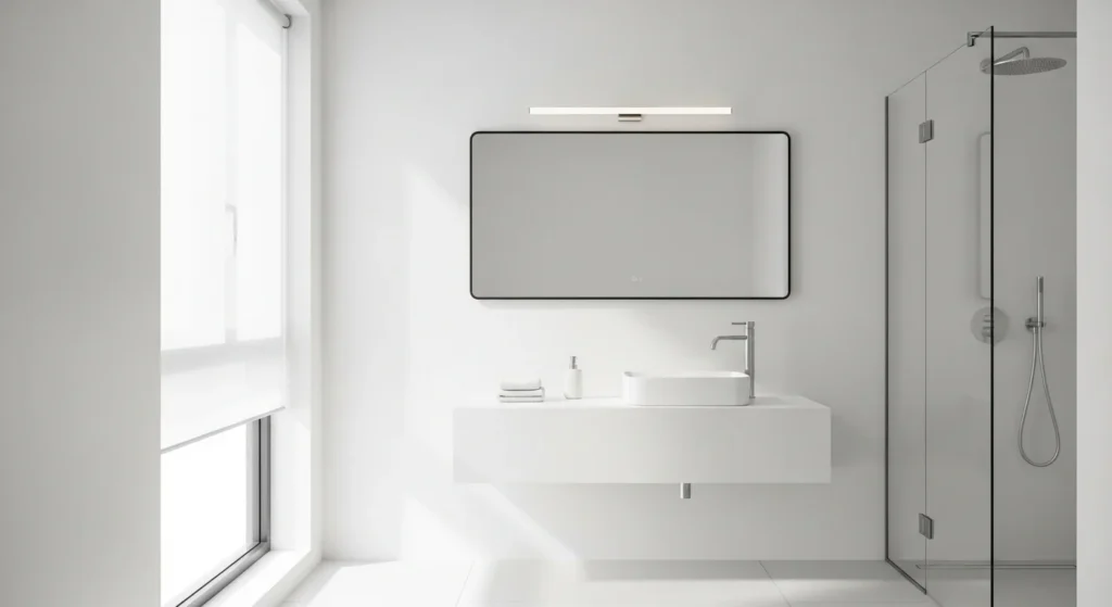 clean white bathroom interior bright modern and spacious design