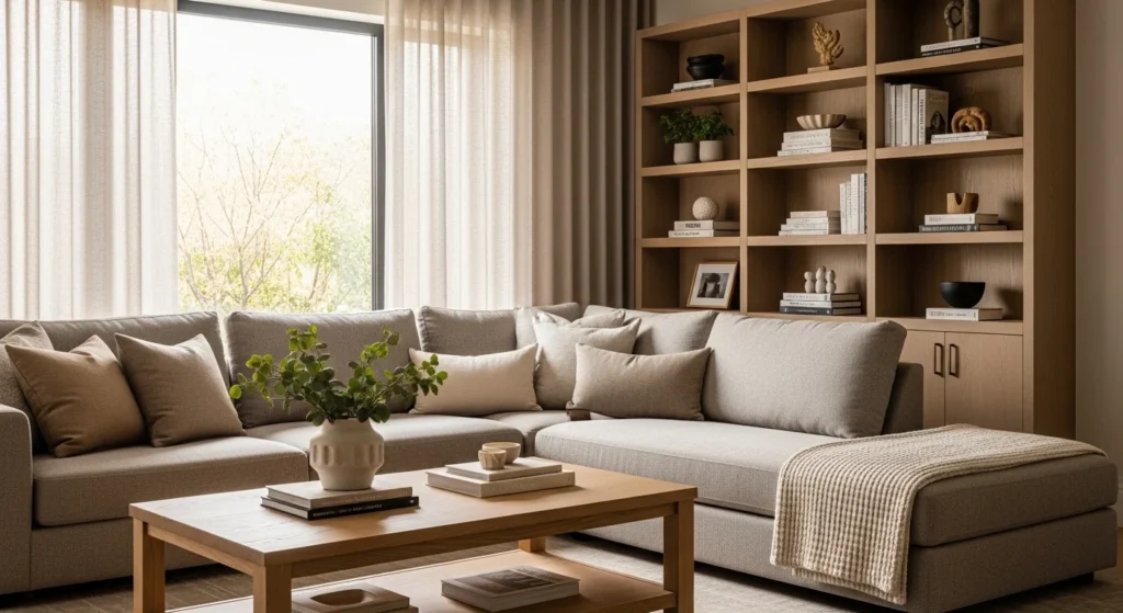 living room sectional sofa with bold statement rug stylish decor