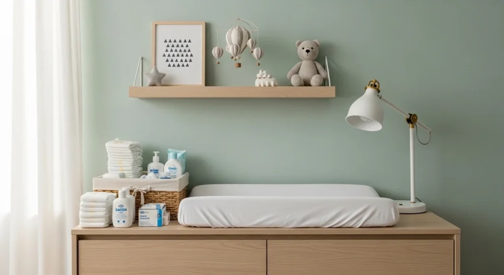 boys nursery compact changing station minimal organized layout