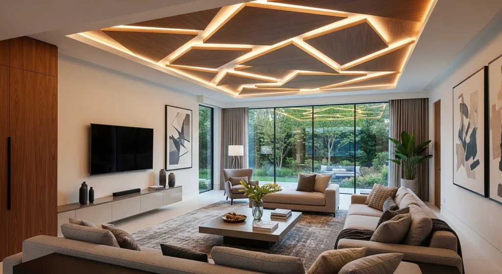 Statement Ceiling Family Room Ideas