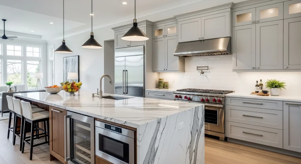 luxury open kitchen layout with island premium modern interior design