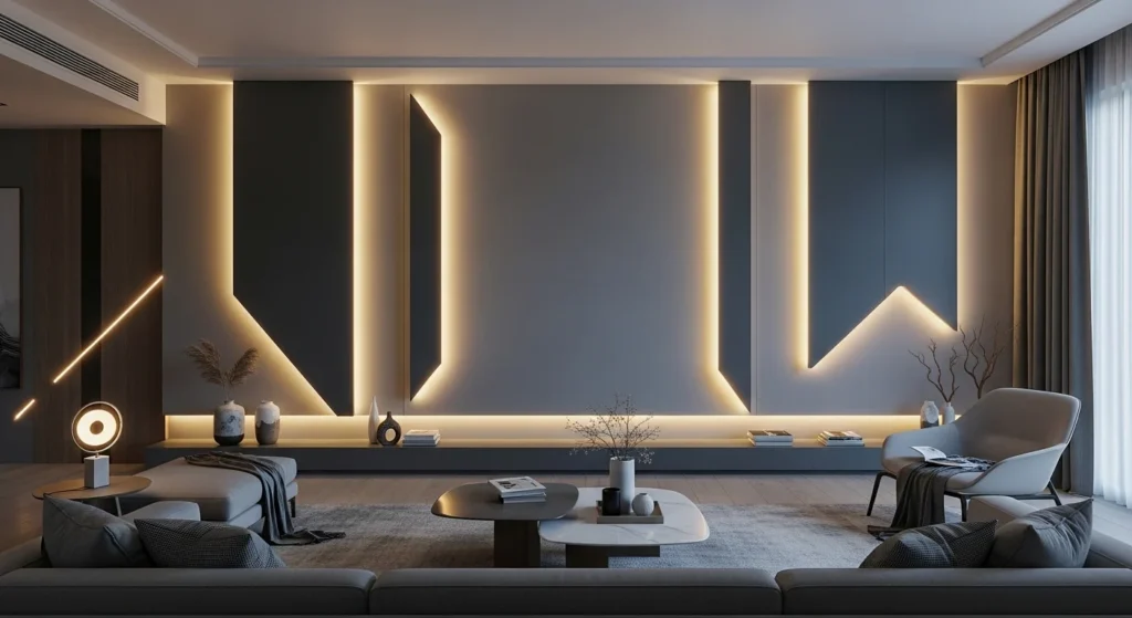 living room wall led backlit panels modern lighting design