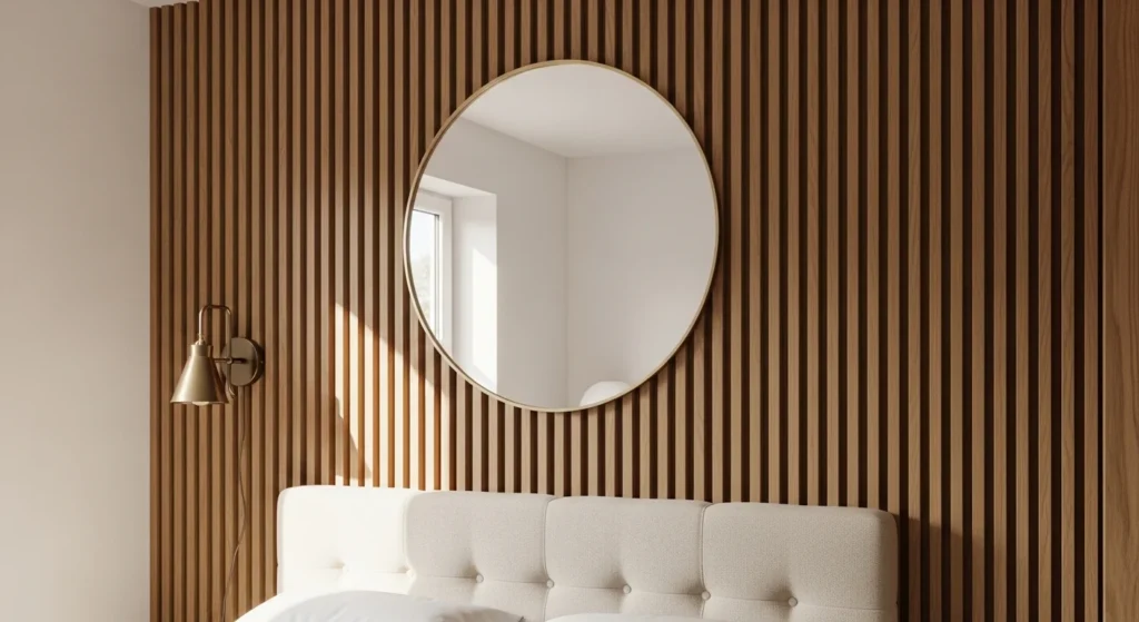 Wooden Panel Bedroom Accent Wall Design