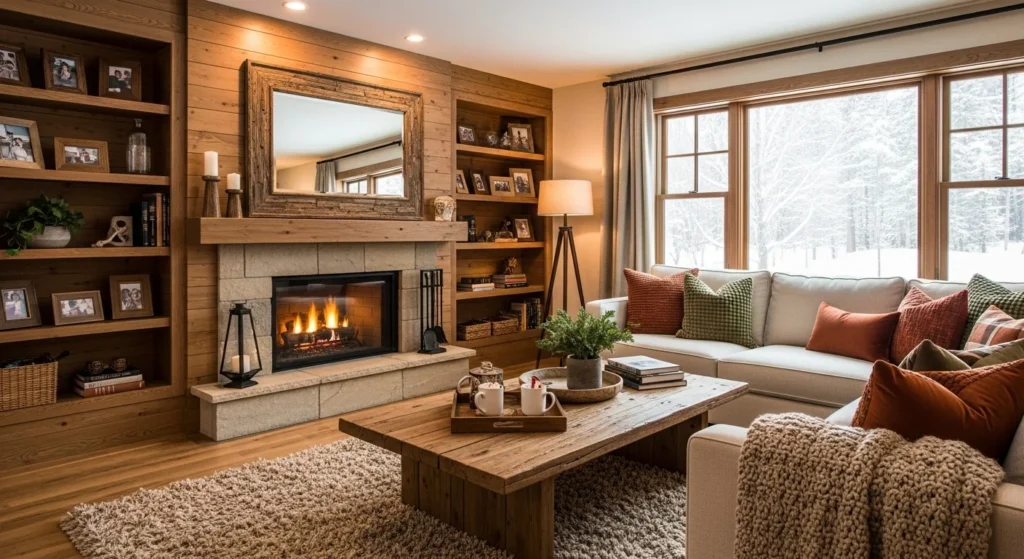 Warm Wooden Accents Family Room Style