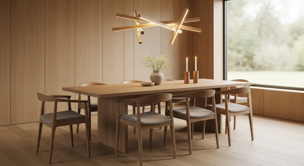 Wooden Dining Room Warm Modern Style