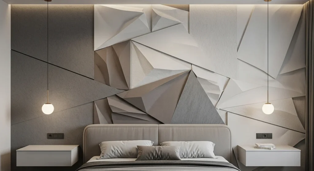 Textured Bedroom Wall Design Modern 3D Panels