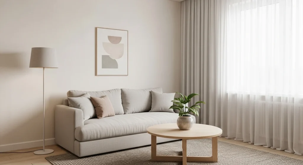 minimalist small living room with clean layout and simple decor