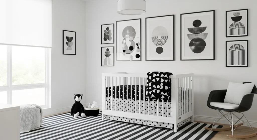 boys nursery black white monochrome modern design