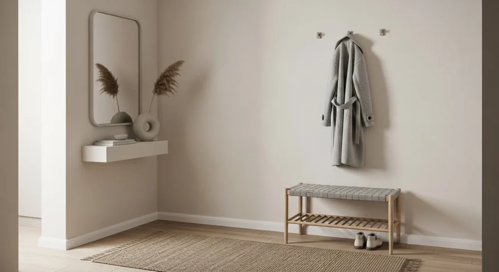 minimalist small entryway with clean layout and neutral tones