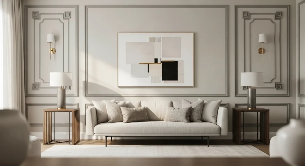 living room wall molding design elegant and modern neutral interior