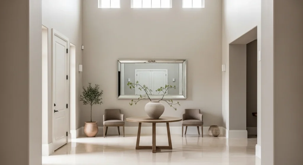 foyer with neutral tones creating calm and elegant entry space