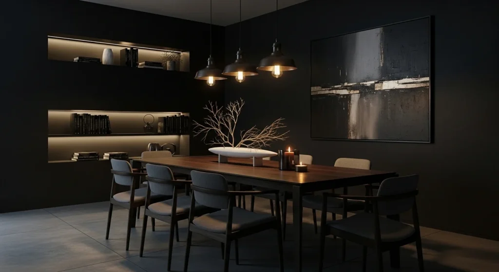 Dark Moody Dining Room Modern Design