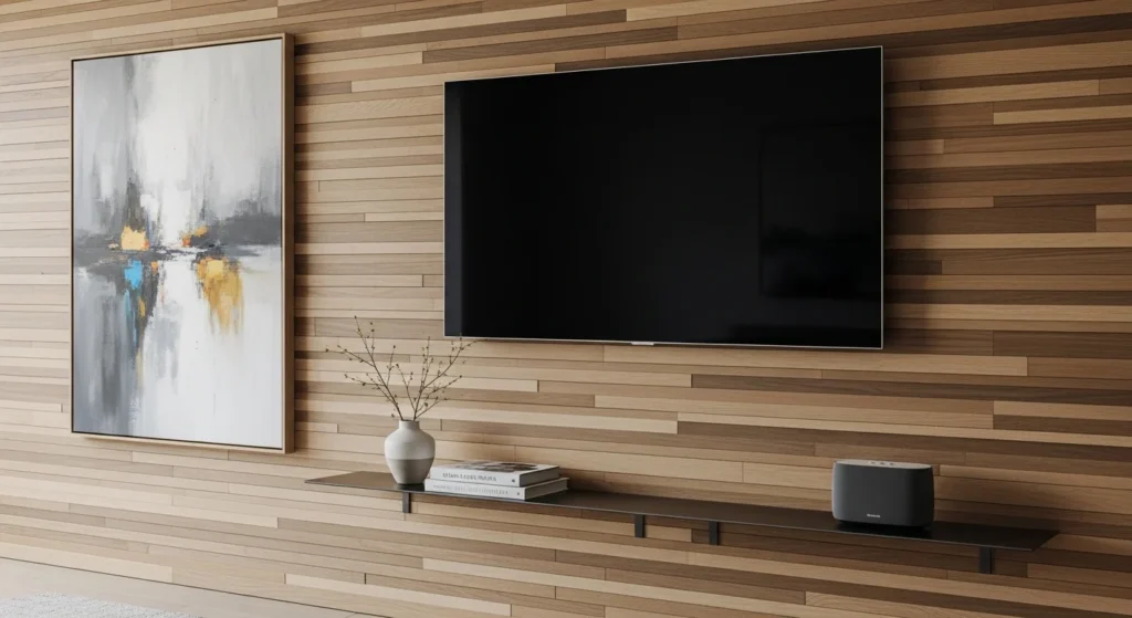 Textured Wall Family Room Design