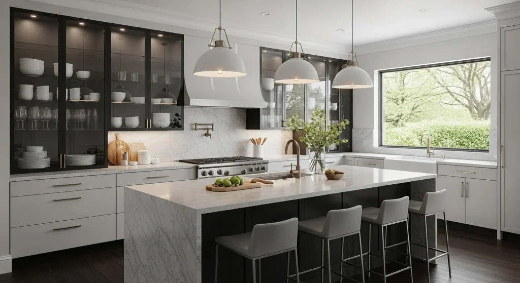 Glass Front Kitchen Cabinets Modern Elegant Style